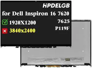 HPDELGB Replacement for Dell Inspiron 16 7620 7625 2-in-1 P119F P119F001 Non-OLED 1920x1200 IPS LCD Touch Screen Display Digitizer HPDELGB Replacement for Dell Inspiron 16 7620 7625 2-in-1 P119F P119F001 Non-OLED 1920x1200 IPS LCD Touch Screen Display Digitizer