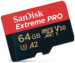 SanDisk Extreme Pro MicroSDXC UHS-I U3 A2 V30 64GB + Adapter SanDisk Extreme Pro MicroSDXC UHS-I U3 A2 V30 64GB + Adapter