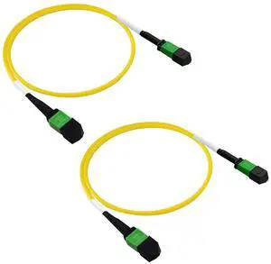 2Pcs 0.5m MPO Fiber Optic Patch Cord, Single Mode Cable Jumper Plug, Female to Female, 12 Core 6 Channel Type B, APC end face, LSZH 3.0mm G657A1, Compatible with 8 Core 4 Channel MPO 2Pcs 0.5m MPO Fiber Optic Patch Cord, Single Mode Cable Jumper Plug, Female to Female, 12 Core 6 Channel Type B, APC end face, LSZH 3.0mm G657A1, Compatible with 8 Core 4 Channel MPO
