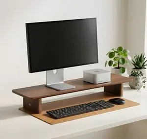 FISUA Minimalist Walnut Single Monitor Stand Riser - 31.5" Modular Desk Organizer for iMac, Laptop & Ultrawide Monitors - Natural Wood Grain FISUA Minimalist Walnut Single Monitor Stand Riser - 31.5" Modular Desk Organizer for iMac, Laptop & Ultrawide Monitors - Natural Wood Grain