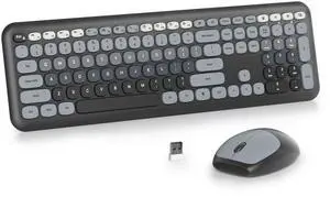 Vumilstek Black Grey Quiet Keyboard and Mouse Wireless, Retro Typewriter 104-Key Fullsize Keyboard Round Keys for Home Office Dorms PC/Laptop/Desktop(Gradient Dark) Vumilstek Black Grey Quiet Keyboard and Mouse Wireless, Retro Typewriter 104-Key Fullsize Keyboard Round Keys for Home Office Dorms PC/Laptop/Desktop(Gradient Dark)