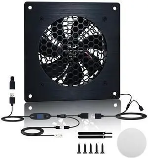 SCCCF 120mm Thermostat-Controlled Cabinet Cooling Fan 5V/12V Dual Voltage, 10-Speed Adjustable, Ultra-Quiet for Server Racks,AV Cabinets,RVs& Greenhouses SCCCF 120mm Thermostat-Controlled Cabinet Cooling Fan 5V/12V Dual Voltage, 10-Speed Adjustable, Ultra-Quiet for Server Racks,AV Cabinets,RVs& Greenhouses