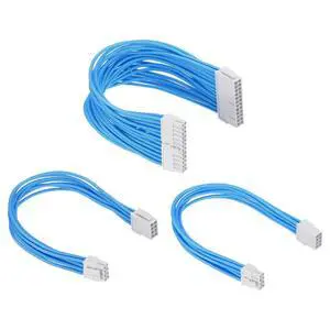 PATIKIL Power Supply Extension Cable Kit 30cm 18AWG, 1 Set ATX 24-P+8-P+PCI-E 8-P(4+4) PSU Cable Extension Sleeved Kit for PSU to Motherboard GPU, Blue White PATIKIL Power Supply Extension Cable Kit 30cm 18AWG, 1 Set ATX 24-P+8-P+PCI-E 8-P(4+4) PSU Cable Extension Sleeved Kit for PSU to Motherboard GPU, Blue White