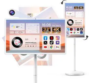 Kiyomo 32" Smart Portable TV on Wheels, UHD Touch Screen Rolling TV, 16GB RAM + 128GB Storage, Powerful Qualcomm Snapdragon CPU, Android 14 EDLA Certified, Supports Google Play Kiyomo 32" Smart Portable TV on Wheels, UHD Touch Screen Rolling TV, 16GB RAM + 128GB Storage, Powerful Qualcomm Snapdragon CPU, Android 14 EDLA Certified, Supports Google Play