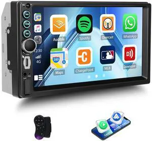 7 Inch Double Din Car Stereo with Wireless Carplay Android Auto Car Audio Receivers, Car Radio with Mirror Link, Bluetooth, SWC, FM, EQ, USB/Type C Charge 7 Color Light 7 Inch Double Din Car Stereo with Wireless Carplay Android Auto Car Audio Receivers, Car Radio with Mirror Link, Bluetooth, SWC, FM, EQ, USB/Type C Charge 7 Color Light