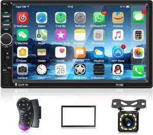 Nhopeew Double Din Car Stereo with Bluetooth and Backup Camera 7 Inch Touch Screen Car Radio Support AUX/USB/TF Card/Mirror Link/Steering Wheel Control Nhopeew Double Din Car Stereo with Bluetooth and Backup Camera 7 Inch Touch Screen Car Radio Support AUX/USB/TF Card/Mirror Link/Steering Wheel Control