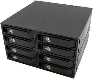 Full Metal 8 Bay 2.5 Inche HDD SDD Tray Less Mobile Rack SATA or Mini SAS Interface for 5.25" Drive Bay SY-MRA25052 Full Metal 8 Bay 2.5 Inche HDD SDD Tray Less Mobile Rack SATA or Mini SAS Interface for 5.25" Drive Bay SY-MRA25052
