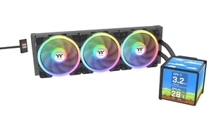 Thermaltake MINECUBE 360 Ultra CPU Liquid Cooler; Intel/AMD Compatible; 3x120mm 500~2000rpm SWAFAN EX ARGB; MAGForce 2.0. 4X 3.95 TFT LCD Screens; Swappable Fan Blades; Black; CL-W481- Thermaltake MINECUBE 360 Ultra CPU Liquid Cooler; Intel/AMD Compatible; 3x120mm 500~2000rpm SWAFAN EX ARGB; MAGForce 2.0. 4X 3.95 TFT LCD Screens; Swappable Fan Blades; Black; CL-W481-