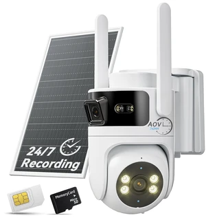 Dual Lens 4G LTE Cellular Security Camera, No WiFi AOV 24/7 Recording Dual Lens 4G LTE Cellular Security Camera, No WiFi AOV 24/7 Recording