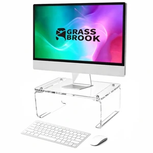 GRASS BROOK Acrylic Monitor & Laptop Stand Riser L14 x H5, Transparent GRASS BROOK Acrylic Monitor & Laptop Stand Riser L14 x H5, Transparent