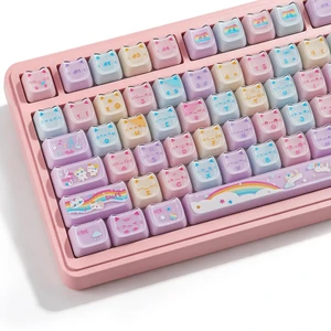 Crystal Jelly Cat Keycaps,131 Keys Double Shot Translucent Cute Keycaps Crystal Jelly Cat Keycaps,131 Keys Double Shot Translucent Cute Keycaps
