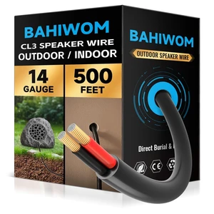 BAHIWOM Outdoor Speaker Wire 14 Gauge 500FT CL3 Rated CCA Speaker Cable BAHIWOM Outdoor Speaker Wire 14 Gauge 500FT CL3 Rated CCA Speaker Cable