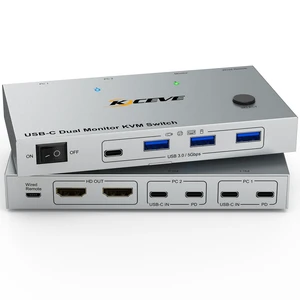 USB C KVM Switch 2 Laptops 2 Monitors 4K@60Hz,Dual Monitor KVM Switch for 2 Laptops Sharing 2 Monitor and 4 USB 3.0 Devices with 80W PD,Wired Remote and Cables USB C KVM Switch 2 Laptops 2 Monitors 4K@60Hz,Dual Monitor KVM Switch for 2 Laptops Sharing 2 Monitor and 4 USB 3.0 Devices with 80W PD,Wired Remote and Cables