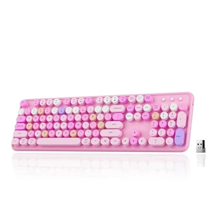 Wireless Bluetooth Keyboard, Colorful Round Keycaps (Pink Colorful) Wireless Bluetooth Keyboard, Colorful Round Keycaps (Pink Colorful)