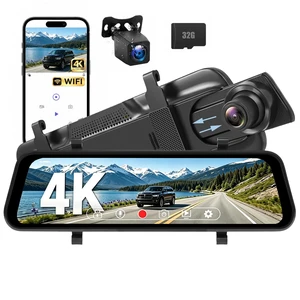 4K Mirror Dash Cam with 32GB Card, WiFi & App Control 9.66 IPS Touchscreen 4K Mirror Dash Cam with 32GB Card, WiFi & App Control 9.66 IPS Touchscreen