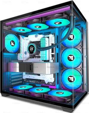 FOIFKIN F600 PC Case - Pre-Installed 7 PWM ARGB Fan, ATX Mid-Tower Gaming PC Case, 270 Panoramic Glass with Type-C, FOIFKIN (Black, F600) FOIFKIN F600 PC Case - Pre-Installed 7 PWM ARGB Fan, ATX Mid-Tower Gaming PC Case, 270 Panoramic Glass with Type-C, FOIFKIN (Black, F600)