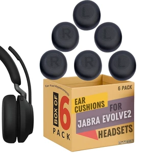 Global Teck Oval Ear Cushion Pads Made for Jabra Evolve2 (65/40), Elite 45h Bluetooth and Corded USB Headsets, Soft Memory Foam with Leatherette Cover, 6-Pack, Restores Original Comfort, Almohadillas Global Teck Oval Ear Cushion Pads Made for Jabra Evolve2 (65/40), Elite 45h Bluetooth and Corded USB Headsets, Soft Memory Foam with Leatherette Cover, 6-Pack, Restores Original Comfort, Almohadillas