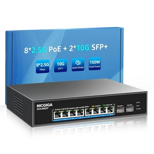 10 Port 2.5Gb PoE Switch Unmanaged with 8 Port 2.5G Base-T PoE+@130W + 2 x 10G SFP+ Uplink, NICGIGA 8 Port 2.5Gbe IEEE802.3af/at Power Over Ethernet Switch, Support WiFi6 AP, NAS, 4K PoE Camera NVR. 10 Port 2.5Gb PoE Switch Unmanaged with 8 Port 2.5G Base-T PoE+@130W + 2 x 10G SFP+ Uplink, NICGIGA 8 Port 2.5Gbe IEEE802.3af/at Power Over Ethernet Switch, Support WiFi6 AP, NAS, 4K PoE Camera NVR.