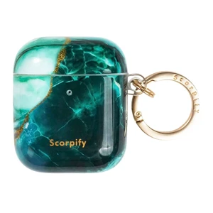 SCORPIFY for AirPods Case 1 & 2 (1st & 2nd Generation, 2016/2019) with Keychain, Compatible with Apple AirPod 1 & 2, Cute Protective Hard Shell Cover, Earbuds Case for Women - Emerald Green Marble SCORPIFY for AirPods Case 1 & 2 (1st & 2nd Generation, 2016/2019) with Keychain, Compatible with Apple AirPod 1 & 2, Cute Protective Hard Shell Cover, Earbuds Case for Women - Emerald Green Marble