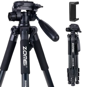 Camera Tripod 55-inch Q111 with Phone Holder,Cell Phone Tripod Stand Protable Lightweight for Canon Nikon Sony DSLR Projector Webcam Spotting Scopes Gopro and Smartphones Live(Black) Camera Tripod 55-inch Q111 with Phone Holder,Cell Phone Tripod Stand Protable Lightweight for Canon Nikon Sony DSLR Projector Webcam Spotting Scopes Gopro and Smartphones Live(Black)