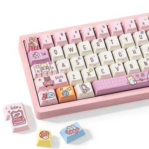 ZERRIOY Pink Anime 145-Key PBT Cherry Profile Keycaps Set. ZERRIOY Pink Anime 145-Key PBT Cherry Profile Keycaps Set.