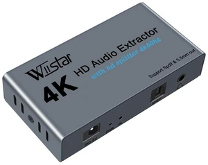 Wiistar 4K HDMI Audio Extractor HDMI Splitter 1x2 4K60Hz with Audio Out Wiistar 4K HDMI Audio Extractor HDMI Splitter 1x2 4K60Hz with Audio Out