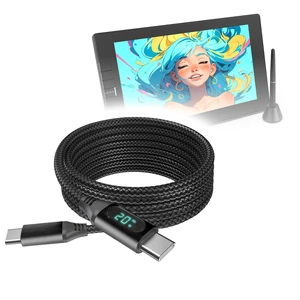 BoxWave Cable Compatible with Veikk Studio VK1200 V2 - PowerDisplay PD Cable (6ft) - USB-C to USB-C (100W), LED Wattage Info Extra Long Braided Nylon - Jet Black BoxWave Cable Compatible with Veikk Studio VK1200 V2 - PowerDisplay PD Cable (6ft) - USB-C to USB-C (100W), LED Wattage Info Extra Long Braided Nylon - Jet Black