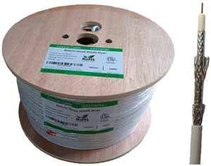ETL Riser rated coaxial cable RG6 Quad shield CCS conductor 500ft White ETL Riser rated coaxial cable RG6 Quad shield CCS conductor 500ft White