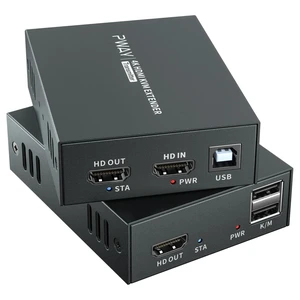 4K@60Hz HDMI KVM USB Extender Over Cat6 Cat7 196ft, HDMI Over Ethernet Extender with Loop Out, POC Single Power, EDID, Transmitter Receiver for DVR NVR Keyboard Mouse Monitor 4K@60Hz HDMI KVM USB Extender Over Cat6 Cat7 196ft, HDMI Over Ethernet Extender with Loop Out, POC Single Power, EDID, Transmitter Receiver for DVR NVR Keyboard Mouse Monitor