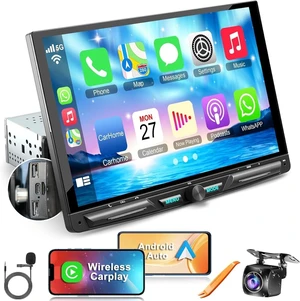 Wireless 10.1" Single Din Car Stereo CarPlay Radio, Carplay Android Auto Touch Screen, Bluetooth 5.3, Car Audio Receiver, 240W Subwoofer, Backup Camera, FM/AM SWC Wireless 10.1" Single Din Car Stereo CarPlay Radio, Carplay Android Auto Touch Screen, Bluetooth 5.3, Car Audio Receiver, 240W Subwoofer, Backup Camera, FM/AM SWC