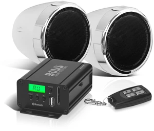 BOSS Audio Systems MC520B 3 Inch Motorcycle Speakers and Amplifier Stereo Sound System - Bluetooth, Weatherproof Full Range Speakers, 2 Channel Amplifier, Wireless Remote, Use With ATV UTV BOSS Audio Systems MC520B 3 Inch Motorcycle Speakers and Amplifier Stereo Sound System - Bluetooth, Weatherproof Full Range Speakers, 2 Channel Amplifier, Wireless Remote, Use With ATV UTV