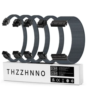 Thzzhnno 18AWG PSU Cable Extension GPU PC Power Supply Braided Cables, 1x24Pin ATX/1x8Pin(4+4) EPS/2x8Pin(6+2) PCIE Extension Cable -30CM Thzzhnno 18AWG PSU Cable Extension GPU PC Power Supply Braided Cables, 1x24Pin ATX/1x8Pin(4+4) EPS/2x8Pin(6+2) PCIE Extension Cable -30CM
