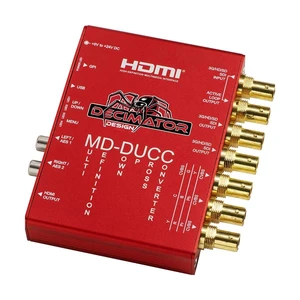 Decimator MD-DUCC Multi-Definiton Down Up Cross Converter SDI to SDI, HDMI and Analogue Video with 2X AES/EBU and 2X Analogue Audio Outputs Decimator MD-DUCC Multi-Definiton Down Up Cross Converter SDI to SDI, HDMI and Analogue Video with 2X AES/EBU and 2X Analogue Audio Outputs