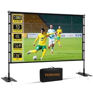 TOWOND 120 inch Projector Screen with Stand, Outdoor Movie Screen for Backyard and Camping, 4K HD 16:9 Anti-Crease Portable with Carry Bag for Sports Viewing Parties - Support Double Sided TOWOND 120 inch Projector Screen with Stand, Outdoor Movie Screen for Backyard and Camping, 4K HD 16:9 Anti-Crease Portable with Carry Bag for Sports Viewing Parties - Support Double Sided