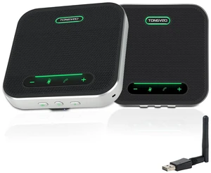Wireless Conference Speaker and Microphone, 2-in-1 Daisy Chain Bluetooth Speakerphone with 4 Mics Arrays and 360 Voice Pickup and Noise Reduction,Bluetooth/USB/Dongle connection Methods for 30 Wireless Conference Speaker and Microphone, 2-in-1 Daisy Chain Bluetooth Speakerphone with 4 Mics Arrays and 360 Voice Pickup and Noise Reduction,Bluetooth/USB/Dongle connection Methods for 30