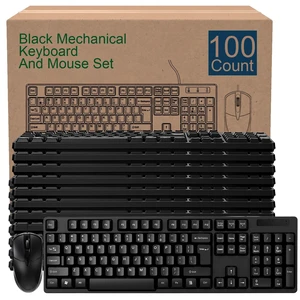 Tellegloww 48 Pcs USB Wired Keyboard and Mouse Combo Bulk, Black Tellegloww 48 Pcs USB Wired Keyboard and Mouse Combo Bulk, Black