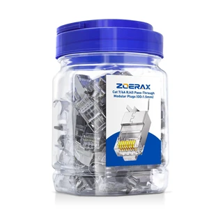 ZOERAX 50-Pack Cat7 Cat6A RJ45 Pass Through Connectors Shielded ZOERAX 50-Pack Cat7 Cat6A RJ45 Pass Through Connectors Shielded