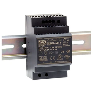 MEAN WELL HDR-60-5 Ultra Slim Step Shape 3SU DIN Rail Power Supply, 5 Volt, 6.5 Amp, 32.5 Watt MEAN WELL HDR-60-5 Ultra Slim Step Shape 3SU DIN Rail Power Supply, 5 Volt, 6.5 Amp, 32.5 Watt