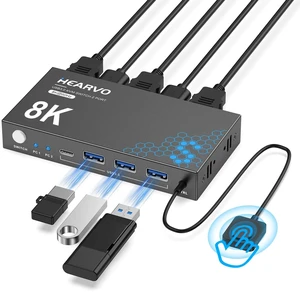 Hearvo USB 3.0 HDMI KVM Switch for 2 Computers 1 Monitor, 8K@60Hz, S7229H Hearvo USB 3.0 HDMI KVM Switch for 2 Computers 1 Monitor, 8K@60Hz, S7229H