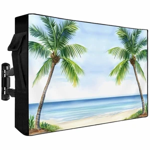 Waterproof Outdoor TV Cover 52 to 55 Inch, Seaside Beach Palm Trees Outside Flat Screen Televisions Weatherproof Cover Size 52"L x 30"H, Summer Tropical Ocean TV Protector With Zipper Waterproof Outdoor TV Cover 52 to 55 Inch, Seaside Beach Palm Trees Outside Flat Screen Televisions Weatherproof Cover Size 52"L x 30"H, Summer Tropical Ocean TV Protector With Zipper