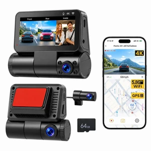 SIXTOP 3 Channel Dash Cam Front and Rear Inside, 4K+1080P+1080P Dash Camera for Cars 5.8Ghz WiFi, GPS, ADAS, 64GB Card Included 3 IPS Screen WDR Night Vision G-Sensor Loop Recording 24/7 Parking Mode SIXTOP 3 Channel Dash Cam Front and Rear Inside, 4K+1080P+1080P Dash Camera for Cars 5.8Ghz WiFi, GPS, ADAS, 64GB Card Included 3 IPS Screen WDR Night Vision G-Sensor Loop Recording 24/7 Parking Mode