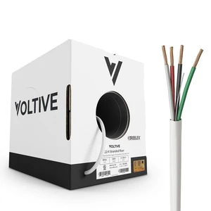 Voltive 22/4 Stranded Alarm Wire, Riser CL3R, White, 1000ft - 22AWG, 4 Conductors, Stranded Bare Copper, UL Listed - V-1293-1 Voltive 22/4 Stranded Alarm Wire, Riser CL3R, White, 1000ft - 22AWG, 4 Conductors, Stranded Bare Copper, UL Listed - V-1293-1