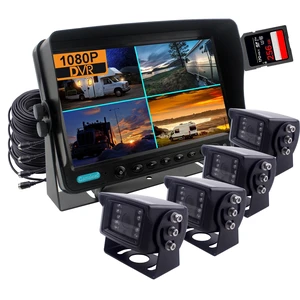 CAMSLEAD 9 inch Monitor 1080P Rear View Camera System with Wired, DVR Recorder, Support 256GB SD Card, 4 Channel Input, Quad Split Screen, 1080P Backup Camera for Trucs, Trailer, Motorhome, Caravans CAMSLEAD 9 inch Monitor 1080P Rear View Camera System with Wired, DVR Recorder, Support 256GB SD Card, 4 Channel Input, Quad Split Screen, 1080P Backup Camera for Trucs, Trailer, Motorhome, Caravans