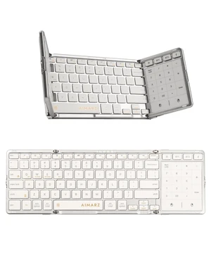 AIMARZ AF01 Foldable Keyboard, Full-Size Keys, Touchpad/Number Pad, White AIMARZ AF01 Foldable Keyboard, Full-Size Keys, Touchpad/Number Pad, White