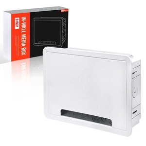 9" Recessed in-Wall Media Box with Outlet - Cable Management Enclosure for TV, WiFi Router & Network Devices - Flush Mount Wall Box for Samsung One Connect, Streaming Players (White) 9" Recessed in-Wall Media Box with Outlet - Cable Management Enclosure for TV, WiFi Router & Network Devices - Flush Mount Wall Box for Samsung One Connect, Streaming Players (White)