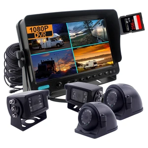 CAMSLEAD 9 inch Screen 1080P Backup Camera System with Wired, DVR Recorder, Quad Split Screen, Car Monitor + 2X Waterproof Reversing Cameras + 2X Safety Sides Camera, for Camper, Trailers, Truck, RV CAMSLEAD 9 inch Screen 1080P Backup Camera System with Wired, DVR Recorder, Quad Split Screen, Car Monitor + 2X Waterproof Reversing Cameras + 2X Safety Sides Camera, for Camper, Trailers, Truck, RV