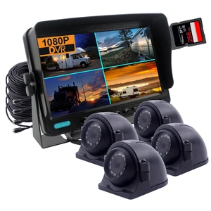 CAMSLEAD 9" Car Monitor 1080P Rear View Camera System with Wired, HD DVR Recorder, 4 Channel Input, Quad Split Screen, 4X Waterproof Heavy Duty Backup Camera Side Cameras, Waterproof, Night Vision CAMSLEAD 9" Car Monitor 1080P Rear View Camera System with Wired, HD DVR Recorder, 4 Channel Input, Quad Split Screen, 4X Waterproof Heavy Duty Backup Camera Side Cameras, Waterproof, Night Vision