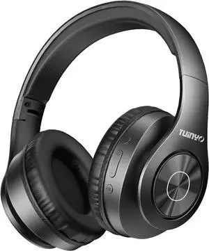 TUINYO Wireless Headphones Over Ear, Bluetooth Headphones with Microphone, Foldable Stereo Wireless Headsetfor Travel Work TV PC Cellphone-Black