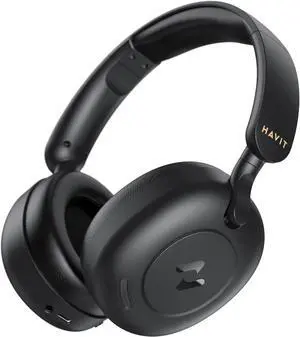 havit H655BT Hybrid Active Noise Cancelling Headphones for Airplane Travel, Wireless Over Ear Bluetooth Headphones, 76H Playtime, Hi-Res Audio, Super Bass via App, 5 Mic for Noise Cancelling