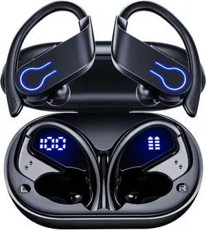 CoolJumper Wireless Bluetooth Earbuds 120H Playtime Bluetooth 5.3 Ear Buds for Sports, Hi-fi Stereo Earphones with LED Display Charging Case, Headphones for Running/Workout Audifonos inalambricos